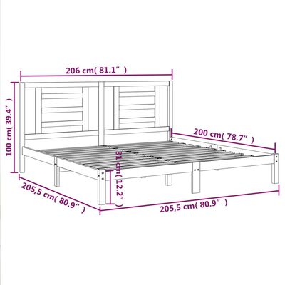 vidaXL Rám postele medově hnědý masivní borovice 200 x 200 cm