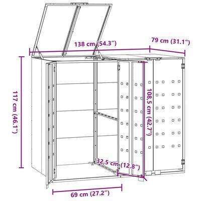 vidaXL Box na 2 popelnice antracitový 138 x 79 x 117 cm ocel