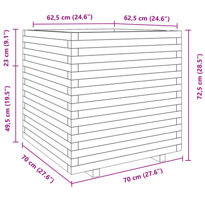 vidaXL Zahradní truhlík 70 x 70 x 72,5 cm impregnované borové dřevo