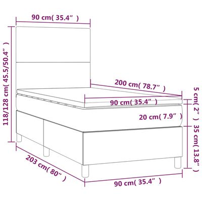 vidaXL Box spring postel s matrací bílá 90x200 cm umělá kůže