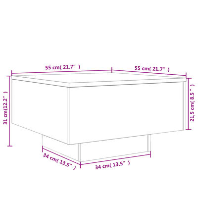 vidaXL Konferenční stolek s LED osvětlením bílý 55 x 55 x 31 cm