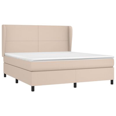 vidaXL Box spring postel s matrací cappuccino 180 x 200 cm umělá kůže