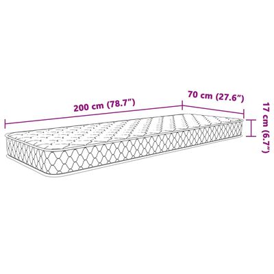 vidaXL Matrace z paměťové pěny bílá 70 x 200 x 17 cm