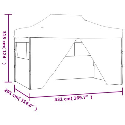 vidaXL Rozkládací stan nůžkový 4 boční stěny 3 x 4,5 m krémově bílý