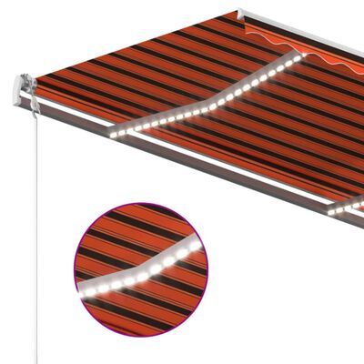 vidaXL Ručně zatahovací markýza s LED světlem 450x350 cm oranžovohnědá