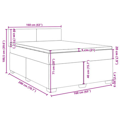 vidaXL Box spring postel s matrací krémová 160x200 cm textil