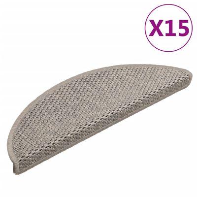 vidaXL Samolepicí nášlapy na schody sisal 15 ks 56x17x3 cm stříbrné