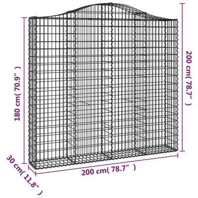 vidaXL Klenuté gabionové koše 10ks 200x30x180/200cm pozinkované železo