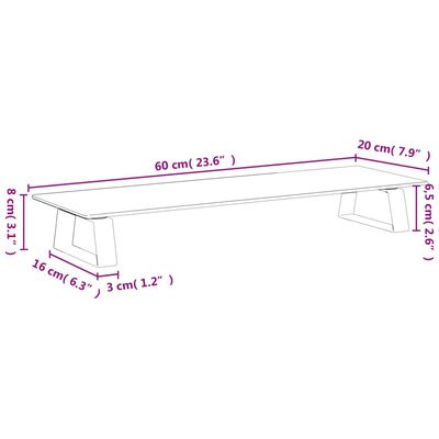 vidaXL Stojan na monitor bílý 60 x 20 x 8 cm tvrzené sklo a kov