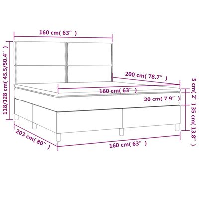 vidaXL Box spring postel s matrací a LED krémová 160x200 cm textil