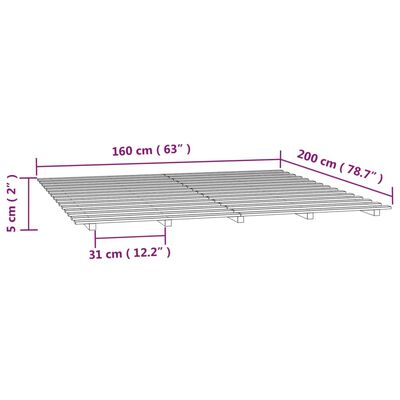 vidaXL Rám postele černý 160 x 200 cm masivní borovice