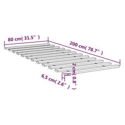 vidaXL Lamelový rošt 80 x 200 cm masivní borové dřevo