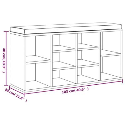 vidaXL Lavice s botníkem hnědý dub 103x30x48 cm kompozitní dřevo