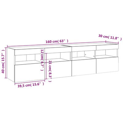 vidaXL Nástěnné TV skříňky s LED osvětlením 2 ks bílé 80 x 30 x 40 cm