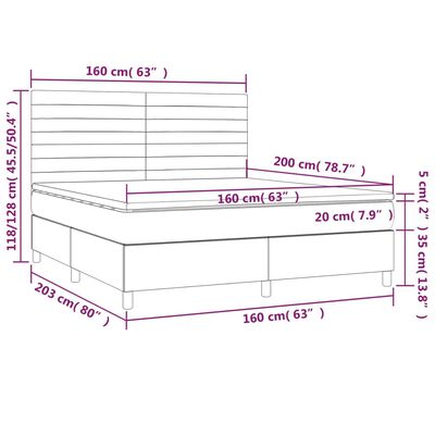 vidaXL Box spring postel s matrací tmavě modrá 160x200 cm samet