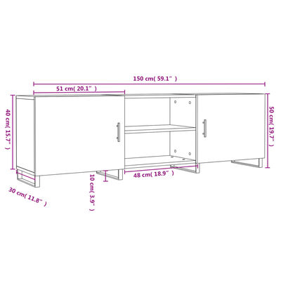 vidaXL TV skříňka bílá 150 x 30 x 50 cm kompozitní dřevo