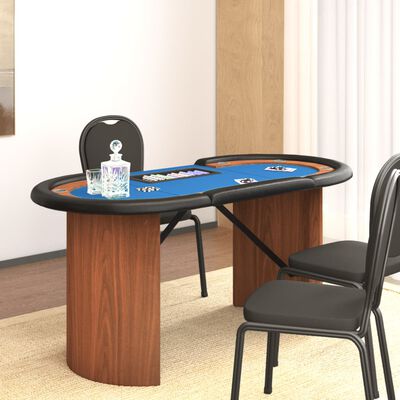 vidaXL Pokerový stůl pro 10 hráčů držák na chipy modrý 160x80x75 cm