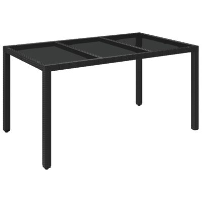 vidaXL Zahradní stůl se skleněnou deskou černý 150x90x75 cm polyratan