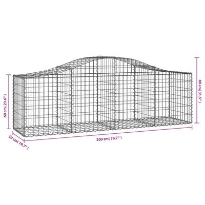 vidaXL Klenuté gabionové koše 40 ks 200x50x60/80 cm pozinkované železo