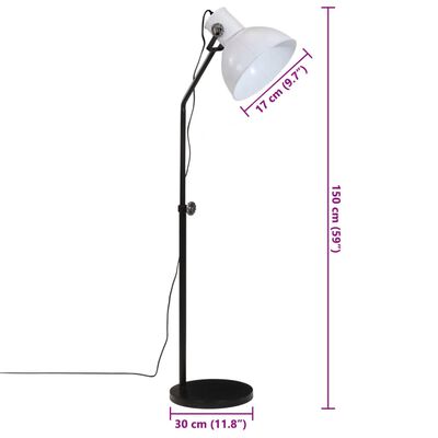 vidaXL Stojací lampa 25 W bílá 30 x 30 x 90–150 cm E27