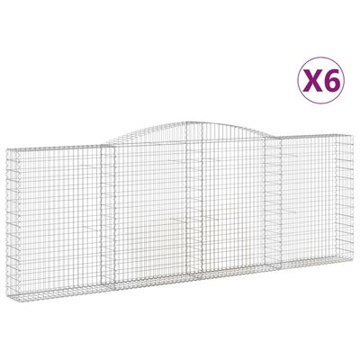 vidaXL Klenuté gabionové koše 6 ks 400x30x140/160cm pozinkované železo