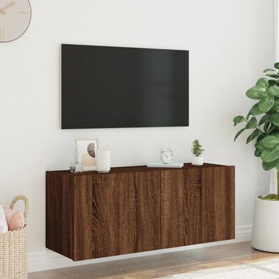 vidaXL Nástěnná TV skříňka s LED osvětlením hnědý dub 100 x 35 x 41 cm