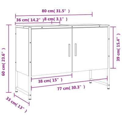 vidaXL Koupelnová skříňka pod umyvadlo šedá sonoma 80x33x60cm kompozit