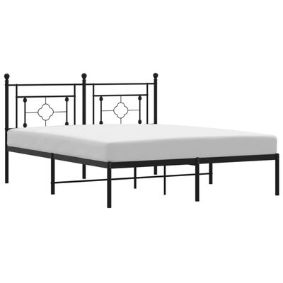 vidaXL Kovový rám postele s čelem černý 150 x 200 cm