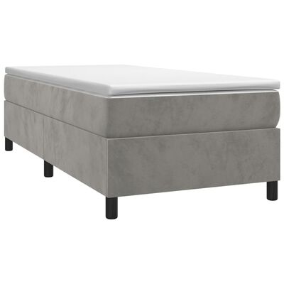 vidaXL Box spring postel s matrací světle šedá 90x190 cm samet