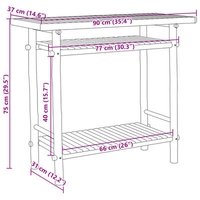 vidaXL Konzolový stolek 90 x 37 x 75 cm bambus