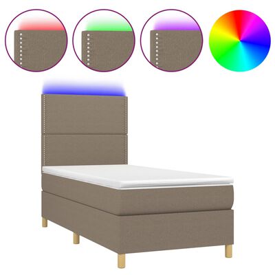 vidaXL Box spring postel s matrací a LED taupe 80 x 200 cm textil