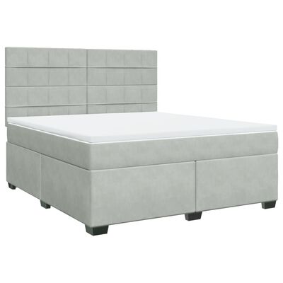 vidaXL Box spring postel s matrací světle šedá 180x200 cm samet