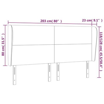 vidaXL Čelo postele typu ušák černé 203x23x118/128 cm umělá kůže