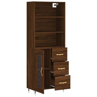 vidaXL Skříň highboard hnědý dub 69,5 x 34 x 180 cm kompozitní dřevo