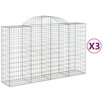 vidaXL Klenuté gabionové koše 3 ks 200x50x120/140cm pozinkované železo