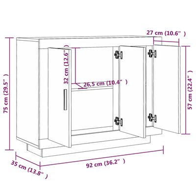 vidaXL Příborník černý 92 x 35 x 75 cm kompozitní dřevo