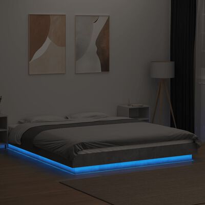 vidaXL Rám postele s LED osvětlením betonově šedý 160x200 cm kompozit