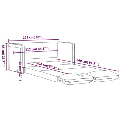 vidaXL Podlahová rozkládací pohovka 2v1 světle šedá 122x204x55cm samet