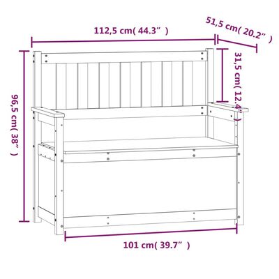 vidaXL Lavice medově hnědá 112,5x51,5x96,5 cm masivní borovice