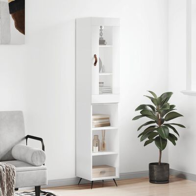 vidaXL Skříň highboard bílá s vysokým leskem 34,5x34x180 cm kompozit