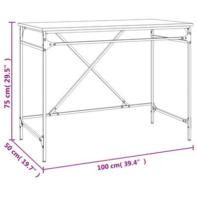 vidaXL Psací stůl dub sonoma 100x50x75 cm kompozitní dřevo a železo