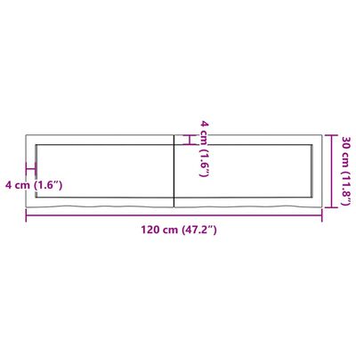 vidaXL Nástěnná police tmavě hnědá 120x30x(2-6)cm ošetřený masivní dub