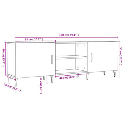 vidaXL TV skříňka bílá 150 x 30 x 50 cm kompozitní dřevo