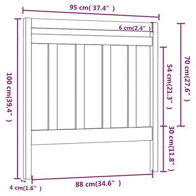 vidaXL Čelo postele bílá 95 x 4 x 100 cm masivní borovice