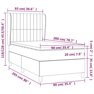 vidaXL Box spring postel s matrací světle šedá 90x200 cm textil