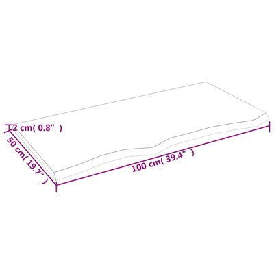 vidaXL Koupelnová deska 100 x 50 x 2 cm neošetřené masivní dřevo