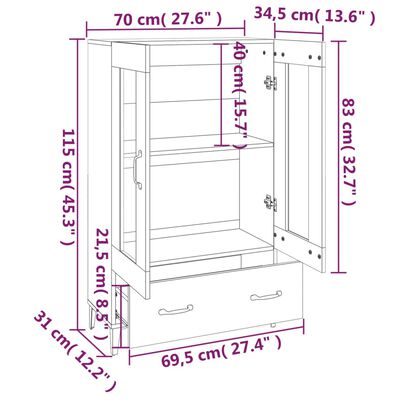 vidaXL Komoda hnědý dub 70 x 31 x 115 cm kompozitní dřevo