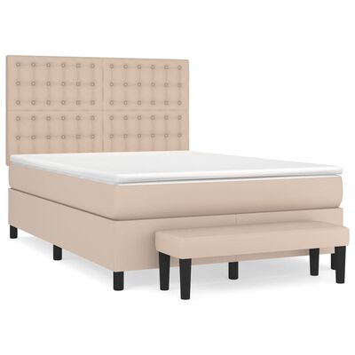 vidaXL Box spring postel s matrací cappuccino 140x190 cm umělá kůže