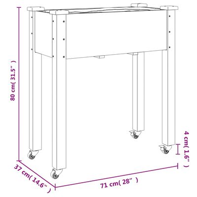 vidaXL Truhlík na kolečkách s vložkou 71x37x80cm masivní jedlové dřevo