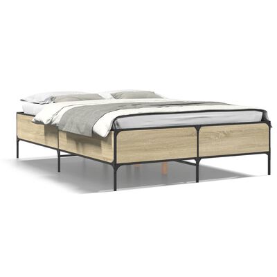vidaXL Rám postele dub sonoma 140 x 190 cm kompozitní dřevo a kov